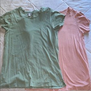 Pink and green tshirts